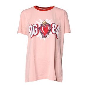 Dolce & Gabbana Pink DG 84 Sacred Heart Print Cotton Women's T-shirt